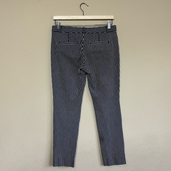 Banana Republic pants women 2 cotton blend slim ankle pin striped pants blue - Picture 2 of 13